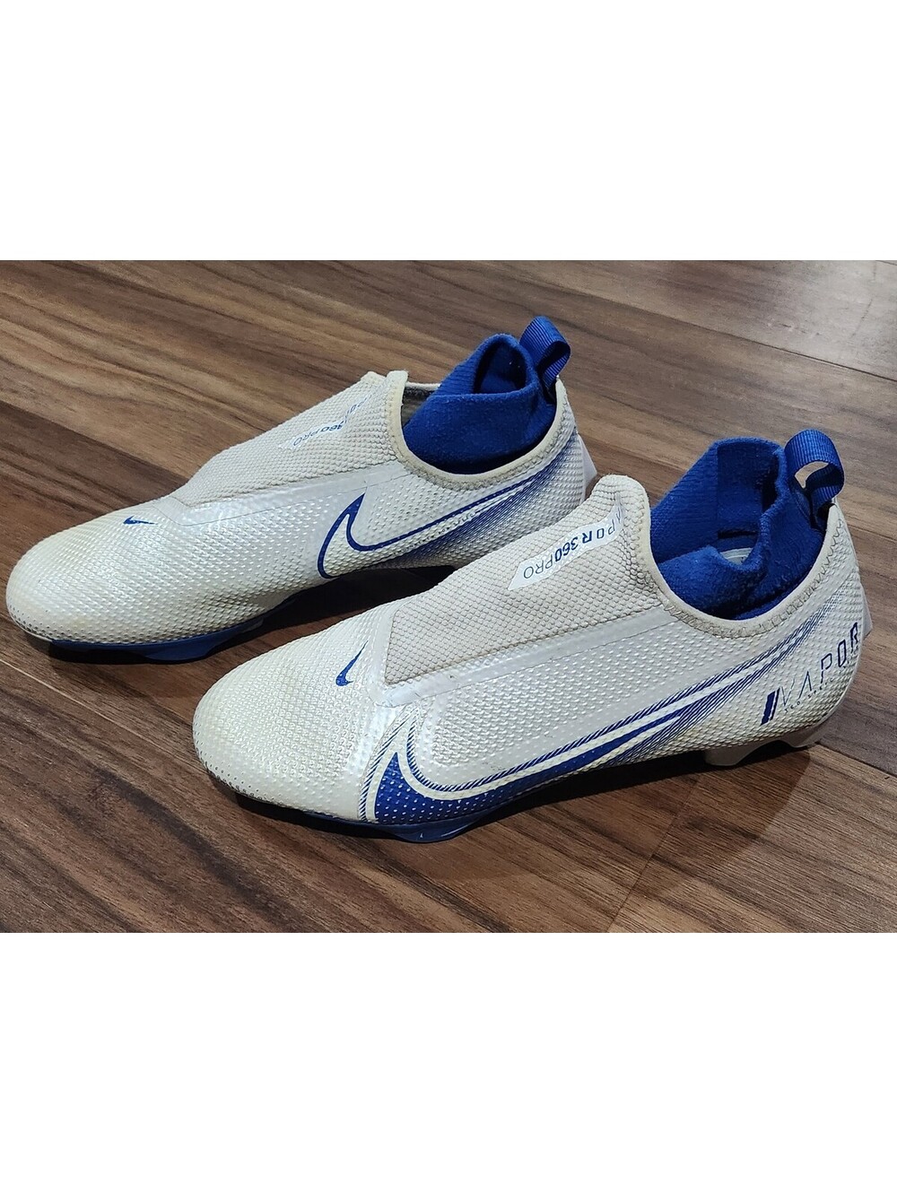 Nike Vapor Edge Pro 360 White Blue Men's Football Cleats Sz 7.5